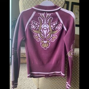 Athleta Vintage Alpine Pink Cotton Zip UP Sweeter